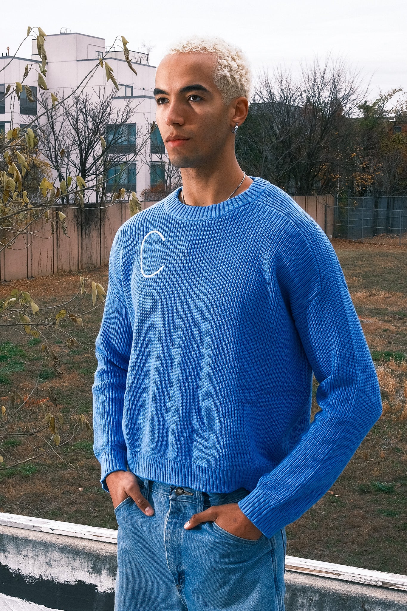 Big C Cropped Sweater Blue