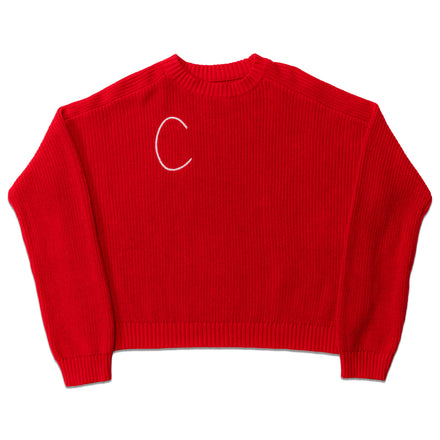 Big C Knit Sweater Red